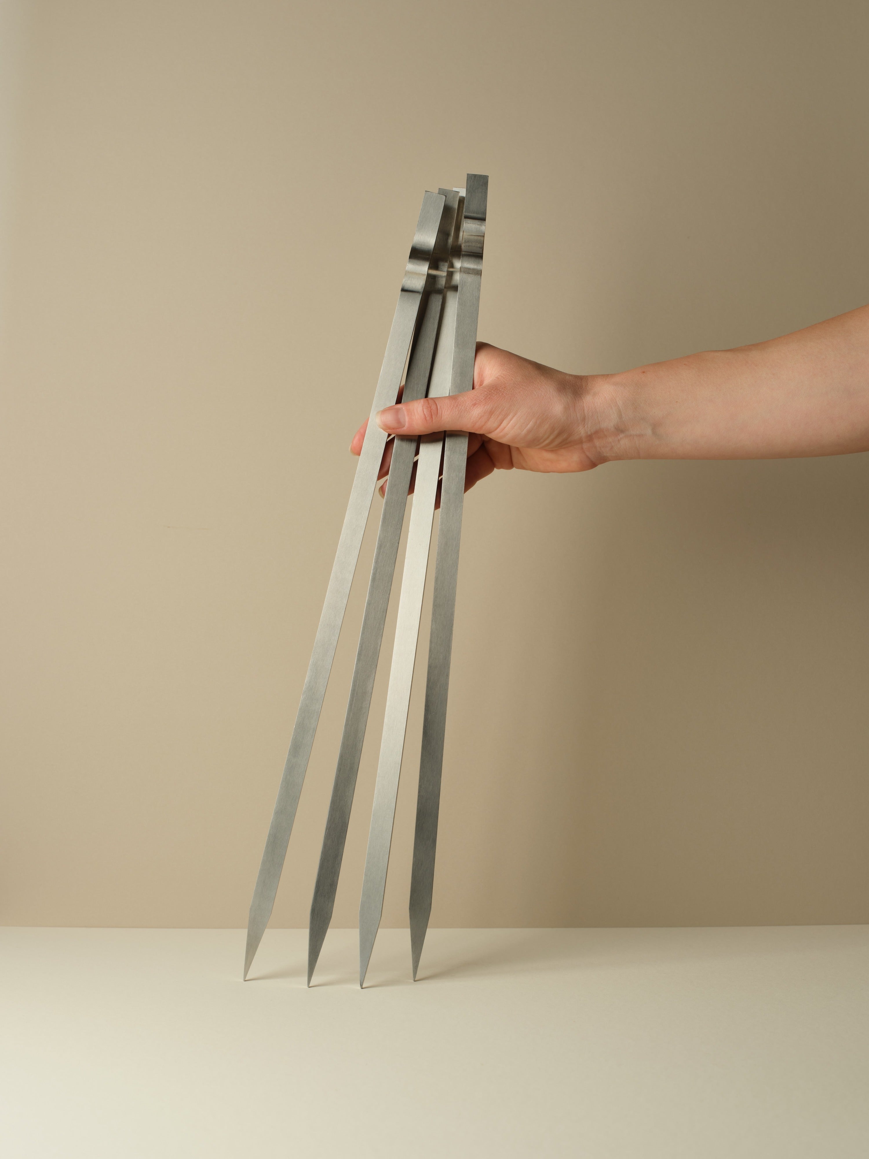 Four flat skewers