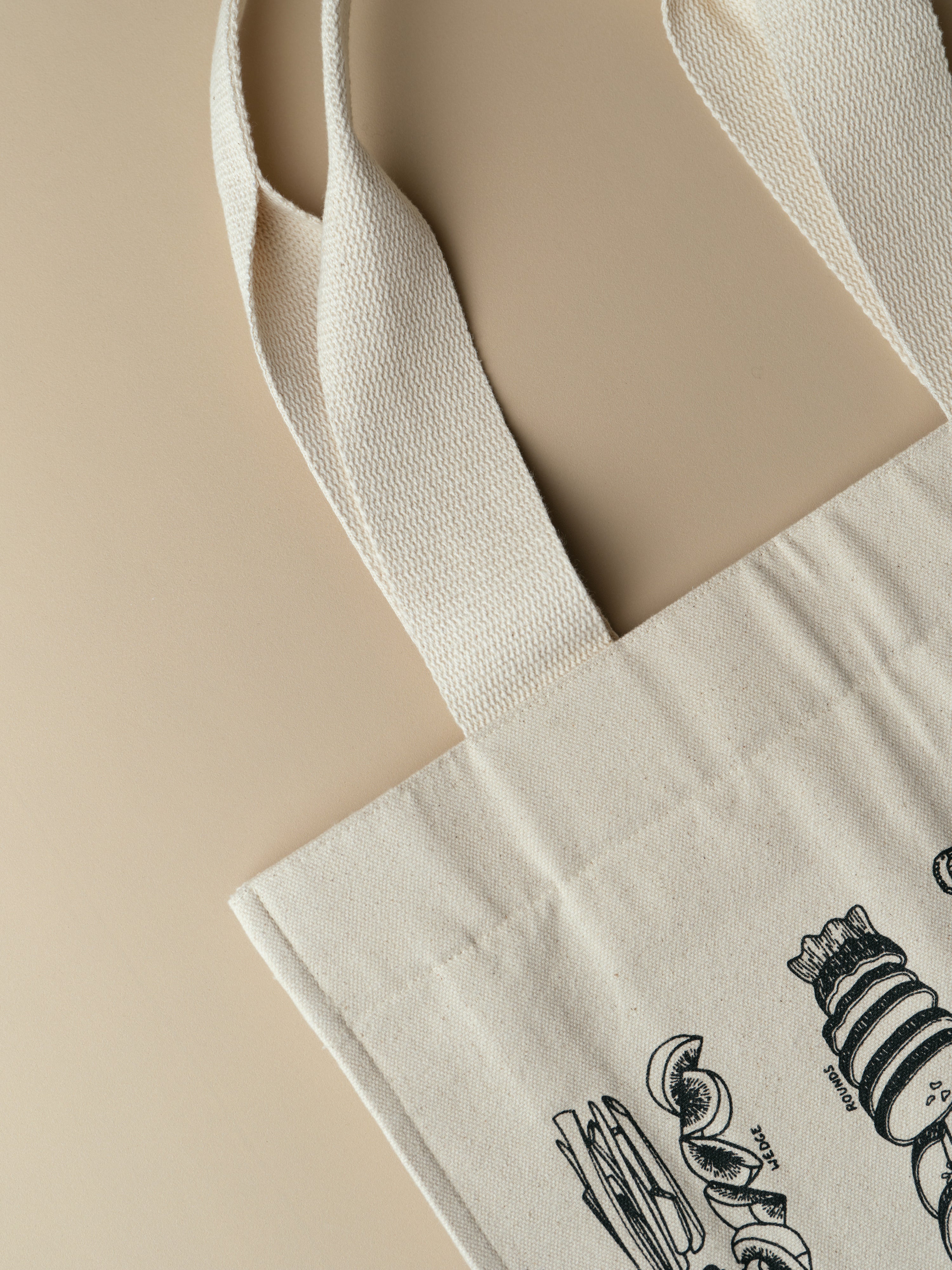 Close up of the handles of the Katto cloth tote bag